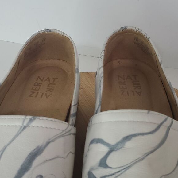 Naturalizer Thea Blue Marble Leather Espadrille Platform Shoes Size 7W - Picture 7 of 10